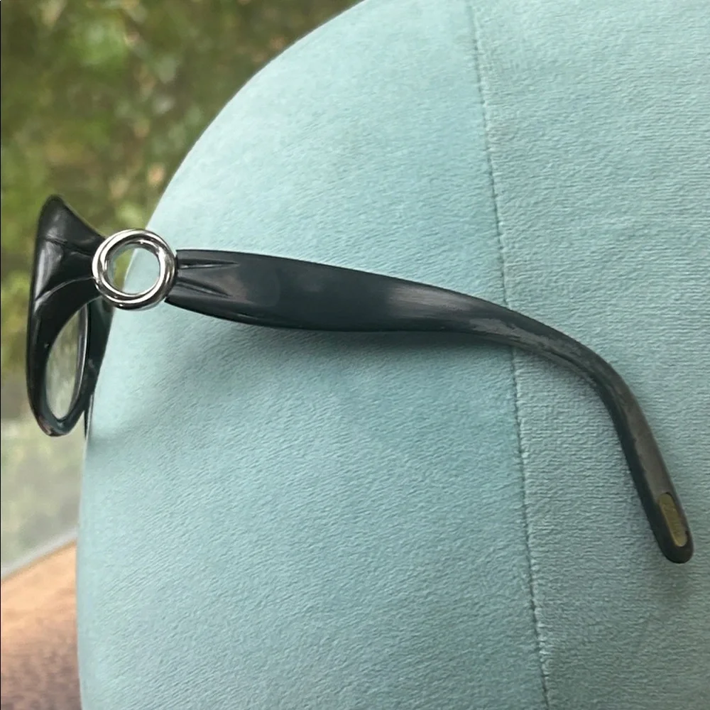 Cartier Vintage Black Oval Women's Glasses with Silver Temple Rings !!